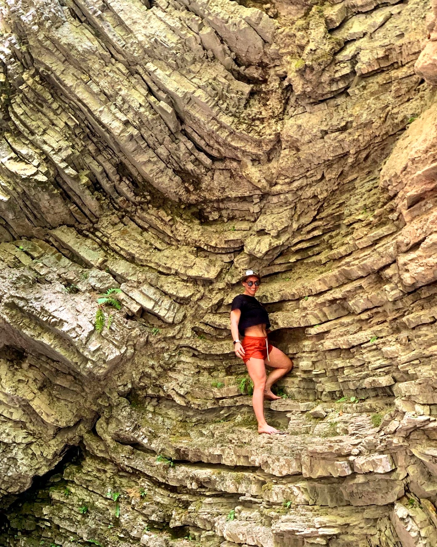A narrow limestone slot canyon in the Soča Valley, Slovenia