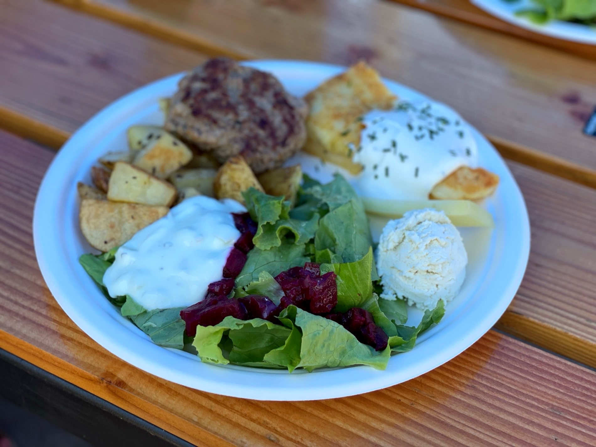 A spread of Slovenian dishes laid out on a long table