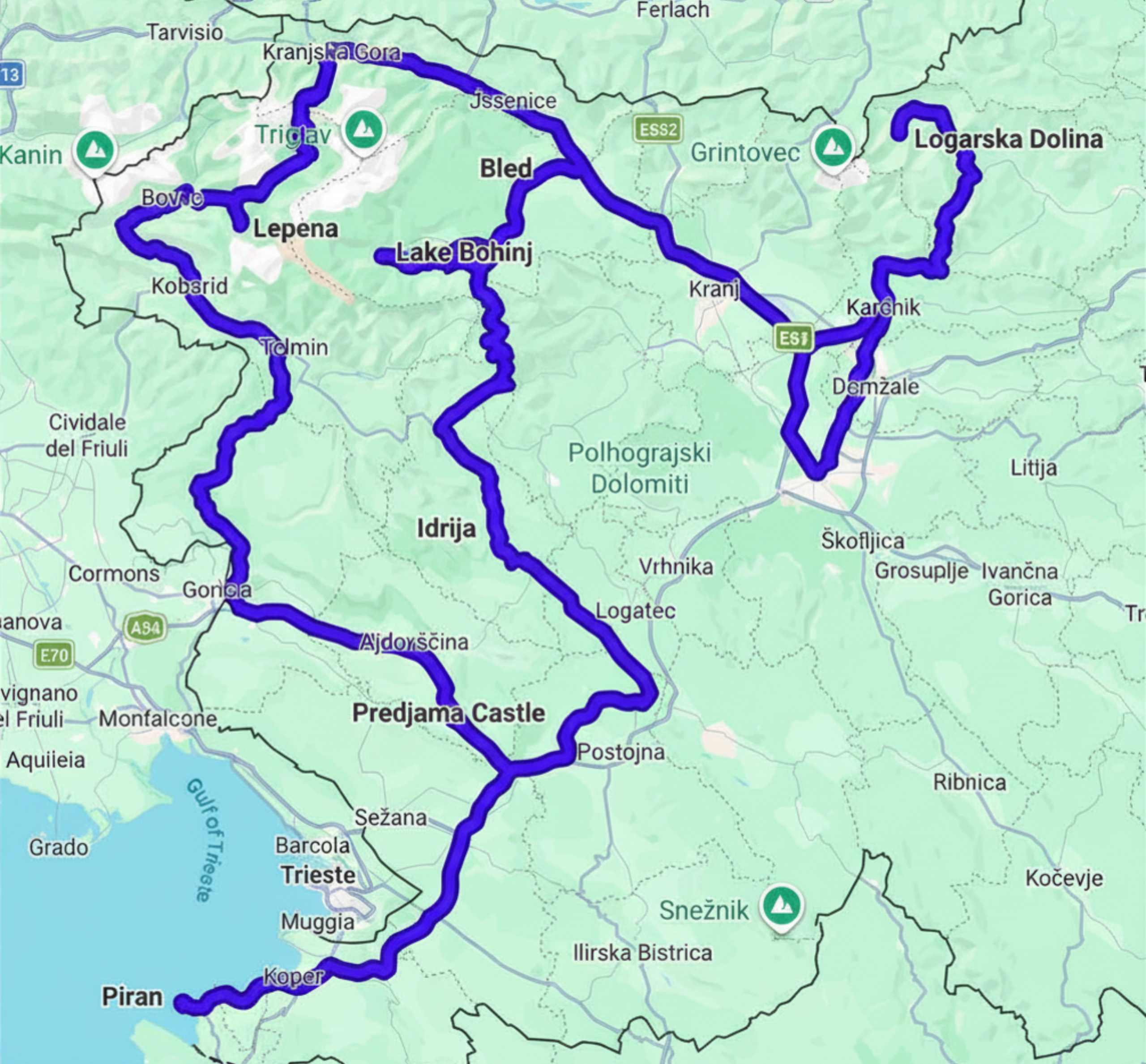 Slovenia route map