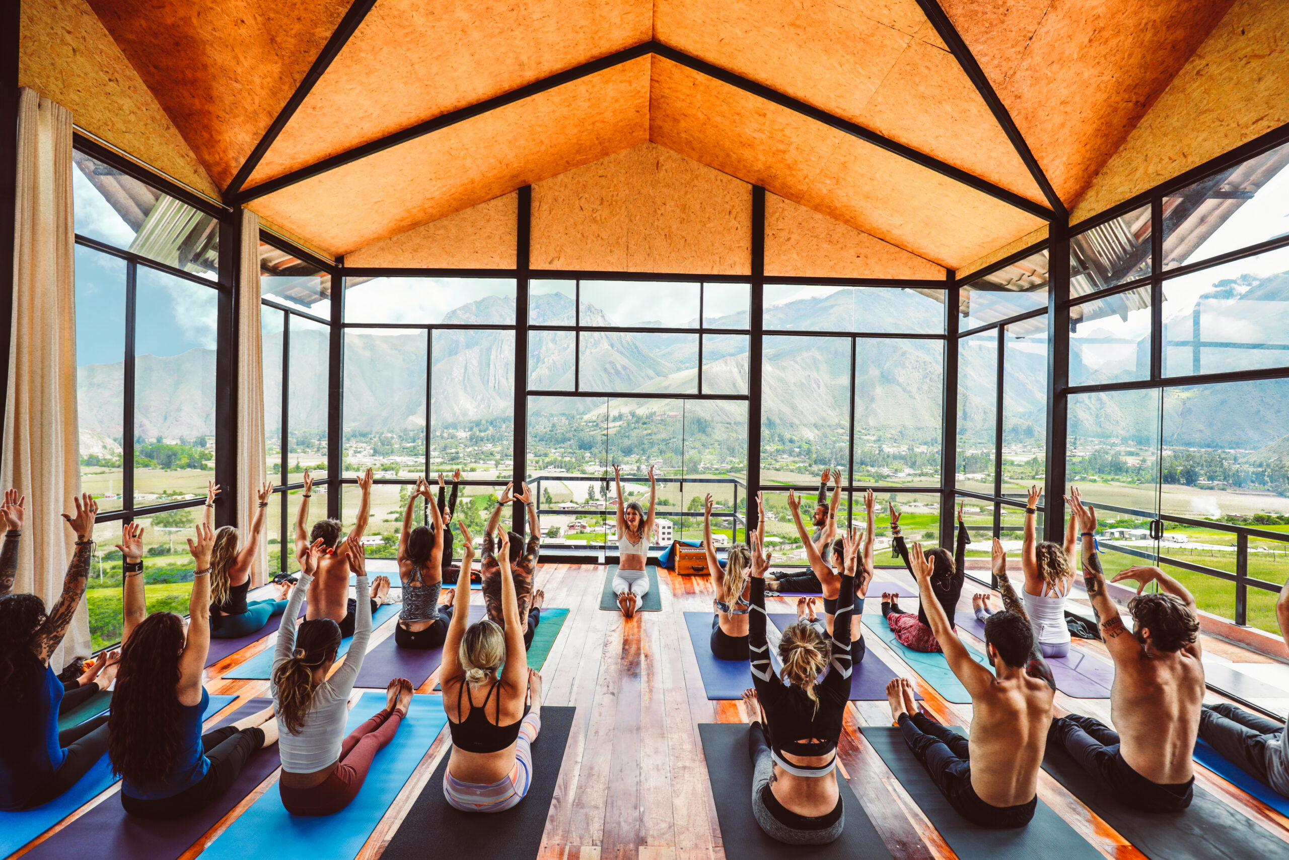 Open-air shala with Andean views