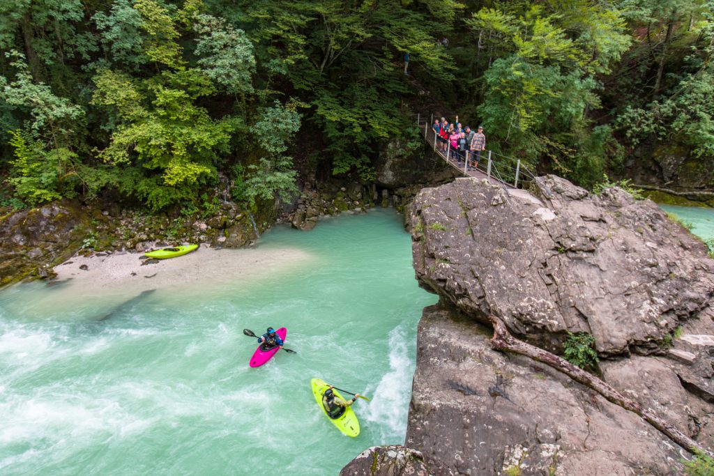 Soča River providing some of the best whitewater kayaking in Slovenia